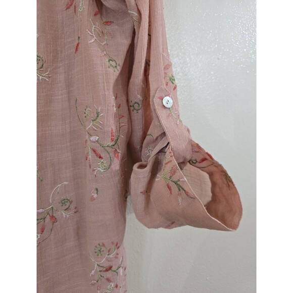 Anthropologie Fig & Flower Button Front Blouse Boho Top Embroidered Large Tab - Picture 8 of 11